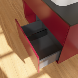 Тумба під раковину Villeroy & Boch Finion 100х50,1 см з підсвічуванням МДФ півонія матовий лак/скло чорне матове G362HBHB