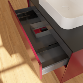 Тумба під раковину Villeroy & Boch Finion 100х50,1 см з підсвічуванням МДФ півонія матовий лак/скло чорне матове G362HBHB