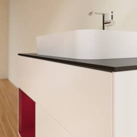 Тумба під раковину Villeroy & Boch Finion 100х50,1 см із підсвічуванням МДФ білий матовий лак/скло чорне матове G362HBMT