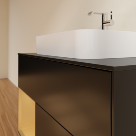 Тумба под раковину Villeroy & Boch Finion 100х50,1 см с подсветкой МДФ черный матовый лак/стекло черное матовое G362HFPD
