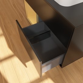 Тумба под раковину Villeroy & Boch Finion 100х50,1 см с подсветкой МДФ черный матовый лак/стекло черное матовое G362HFPD