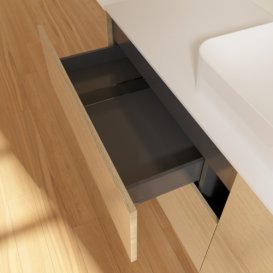 Тумба під раковину Villeroy & Boch Finion 160х50,1 см з підсвічуванням МДФ шпон дуба/скло біле матове F73100PC