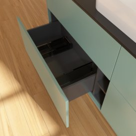 Тумба под раковину Villeroy & Boch Finion 160х50,1 см с подсветкой МДФ оливковый матовый лак/стекло черное матовое F73200GM