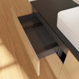 Тумба под раковину Villeroy & Boch Finion 160х50,1 см с подсветкой МДФ шпон дуба/стекло черное матовое F73200PC