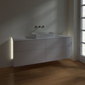 Тумба под раковину Villeroy & Boch Finion 160х50,1 см с подсветкой МДФ глянцевый белый лак/стекло белое матовое G73100GF