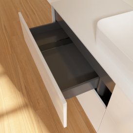 Тумба под раковину Villeroy & Boch Finion 160х50,1 см с подсветкой МДФ глянцевый белый лак/стекло белое матовое G73100GF