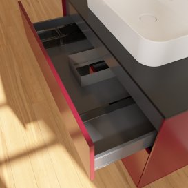 Тумба під раковину Villeroy & Boch Finion 100х50,1 см з підсвічуванням МДФ півонія матовий лак/скло чорне матове G362PDHB