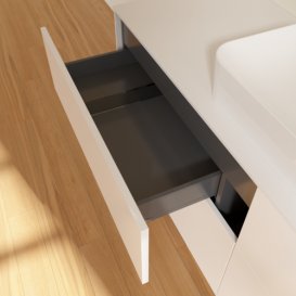 Тумба под раковину Villeroy & Boch Finion 160х50,1 см с подсветкой МДФ белый матовый лак/стекло белое матовое G73100MT