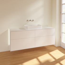 Тумба під раковину Villeroy & Boch Finion 160х50,1 см із підсвічуванням МДФ білий матовий лак/скло біле матове G73100MT