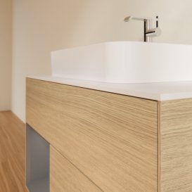 Тумба під раковину Villeroy & Boch Finion 100х50,1 см із підсвічуванням МДФ шпон дуба/скло біле матове G361GKPC