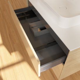 Тумба під раковину Villeroy & Boch Finion 100х50,1 см із підсвічуванням МДФ шпон дуба/скло біле матове G361GKPC