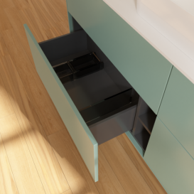 Тумба під раковину Villeroy & Boch Finion 160х50,1 см із підсвічуванням МДФ оливковий матовий лак/скло біле матове G73100GM