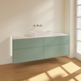 Тумба під раковину Villeroy & Boch Finion 160х50,1 см із підсвічуванням МДФ оливковий матовий лак/скло біле матове G73100GM