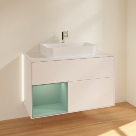 Тумба под раковину Villeroy & Boch Finion 100х50,1 см с подсветкой МДФ белый матовый лак/стекло белое матовое G361GMMT