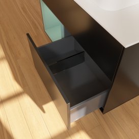 Тумба під раковину Villeroy & Boch Finion 100х50,1 см із підсвічуванням МДФ чорний матовий лак/скло біле матове G361GMPD