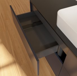 Тумба под раковину Villeroy & Boch Finion 160х50,1 см с подсветкой МДФ темно-синий матовый лак/стекло черное матовое G73200HG