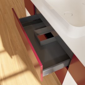 Тумба під раковину Villeroy & Boch Finion 160х50,1 см з підсвічуванням МДФ півонія матовий лак/скло біле матове F741GFHB