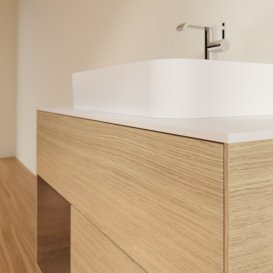 Тумба під раковину Villeroy & Boch Finion 100х50,1 см із підсвічуванням МДФ шпон дуба/скло біле матове G361GNPC