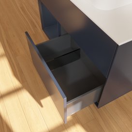 Тумба під раковину Villeroy & Boch Finion 100х50,1 см із підсвічуванням МДФ темно-синій матовий лак/скло біле матове G361HGHG