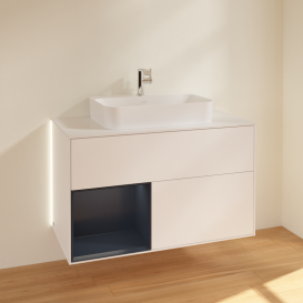 Тумба под раковину Villeroy & Boch Finion 100х50,1 см с подсветкой МДФ белый матовый лак/стекло белое матовое G361HGMT