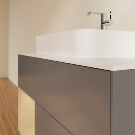 Тумба під раковину Villeroy & Boch Finion 100х50,1 см з підсвічуванням МДФ антрацит матовий лак/скло біле матове G361PCGK