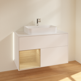 Тумба під раковину Villeroy & Boch Finion 100х50,1 см із підсвічуванням МДФ білий матовий лак/скло біле матове G361PCMT