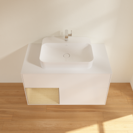 Тумба під раковину Villeroy & Boch Finion 100х50,1 см із підсвічуванням МДФ білий матовий лак/скло біле матове G361PCMT