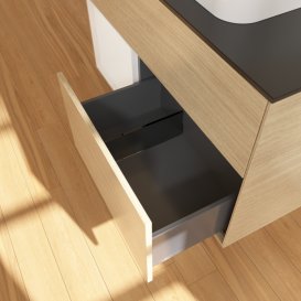 Тумба під раковину Villeroy & Boch Finion 100х50,1 см із підсвічуванням МДФ шпон дуба/скло чорне матове G362GFPC