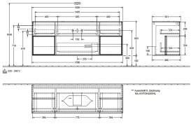 Тумба під раковину Villeroy & Boch Finion 160х50,1 см із підсвічуванням МДФ шпон волоського горіха/скло біле матове F741GKGN
