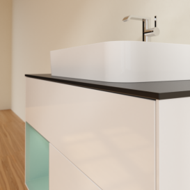 Тумба під раковину Villeroy & Boch Finion 100х50,1 см з підсвіткою МДФ білий глянцевий лак/скло чорне матове G362GMGF