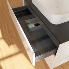 Тумба під раковину Villeroy & Boch Finion 100х50,1 см з підсвіткою МДФ білий глянцевий лак/скло чорне матове G362GMGF