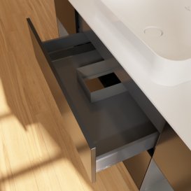 Тумба под раковину Villeroy & Boch Finion 160х50,1 см с подсветкой МДФ черный матовый лак/стекло белое матовое F741GKPD