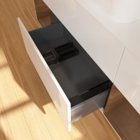 Тумба под раковину Villeroy & Boch Finion 160х50,1 см с подсветкой МДФ глянцевый белый лак/стекло белое матовое F741GNGF