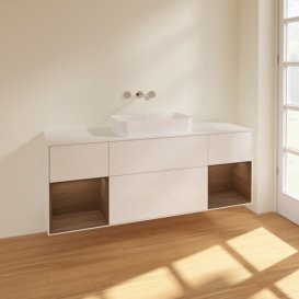 Тумба под раковину Villeroy & Boch Finion 160х50,1 см с подсветкой МДФ глянцевый белый лак/стекло белое матовое F741GNGF