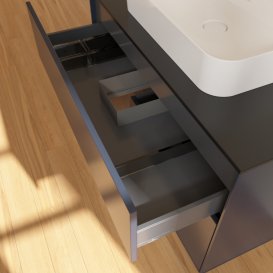 Тумба под раковину Villeroy & Boch Finion 100х50,1 см с подсветкой МДФ темно-синий матовый лак/стекло черное матовое G362GNHG