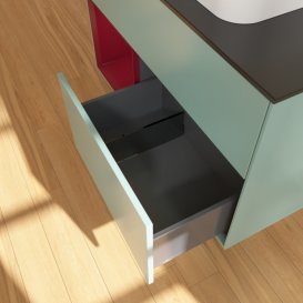 Тумба під раковину Villeroy & Boch Finion 100х50,1 см із підсвічуванням МДФ оливковий матовий лак/скло чорне матове G362HBGM