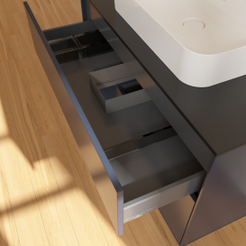 Тумба под раковину Villeroy & Boch Finion 100х50,1 см с подсветкой МДФ темно-синий матовый лак/стекло черное матовое G362HGHG