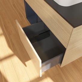 Тумба під раковину Villeroy & Boch Finion 100х50,1 см із підсвічуванням МДФ шпон дуба/скло чорне матове G362HGPC