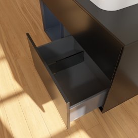 Тумба під раковину Villeroy & Boch Finion 100х50,1 см із підсвічуванням МДФ чорний матовий лак/скло чорне матове G362HGPD