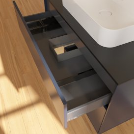 Тумба під раковину Villeroy & Boch Finion 100х50,1 см із підсвічуванням МДФ темно-синій матовий лак/скло чорне матове G362PCHG