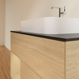 Тумба під раковину Villeroy & Boch Finion 100х50,1 см із підсвічуванням МДФ шпон дуба/скло чорне матове G362PCPC