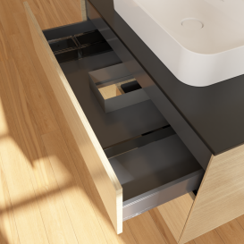 Тумба під раковину Villeroy & Boch Finion 100х50,1 см із підсвічуванням МДФ шпон дуба/скло чорне матове G362PCPC