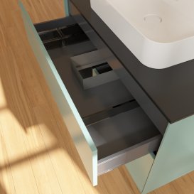 Тумба под раковину Villeroy & Boch Finion 100х50,1 см с подсветкой МДФ оливковый матовый лак/стекло черное матовое G362PDGM