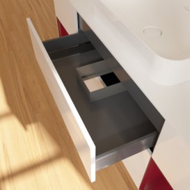 Тумба под раковину Villeroy & Boch Finion 160х50,1 см с подсветкой МДФ глянцевый белый лак/стекло белое матовое F741HBGF