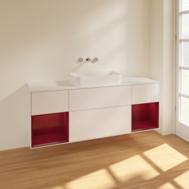 Тумба под раковину Villeroy & Boch Finion 160х50,1 см с подсветкой МДФ глянцевый белый лак/стекло белое матовое F741HBGF