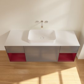 Тумба под раковину Villeroy & Boch Finion 160х50,1 см с подсветкой МДФ антрацит матовый лак/стекло белое матовое F741HBGK