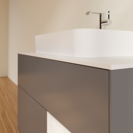 Тумба под раковину Villeroy & Boch Finion 100х50,1 см с подсветкой МДФ антрацит матовый лак/стекло белое матовое F371GFGK
