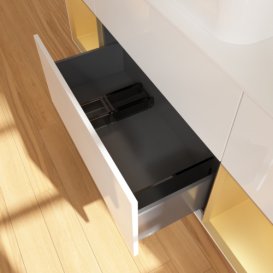 Тумба под раковину Villeroy & Boch Finion 160х50,1 см с подсветкой МДФ глянцевый белый лак/стекло белое матовое F741HFGF