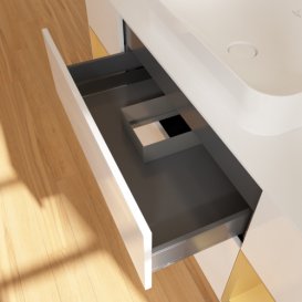 Тумба под раковину Villeroy & Boch Finion 160х50,1 см с подсветкой МДФ глянцевый белый лак/стекло белое матовое F741HFGF