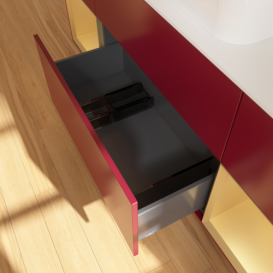 Тумба під раковину Villeroy & Boch Finion 160х50,1 см з підсвічуванням МДФ півонія матовий лак/скло біле матове F741HFHB